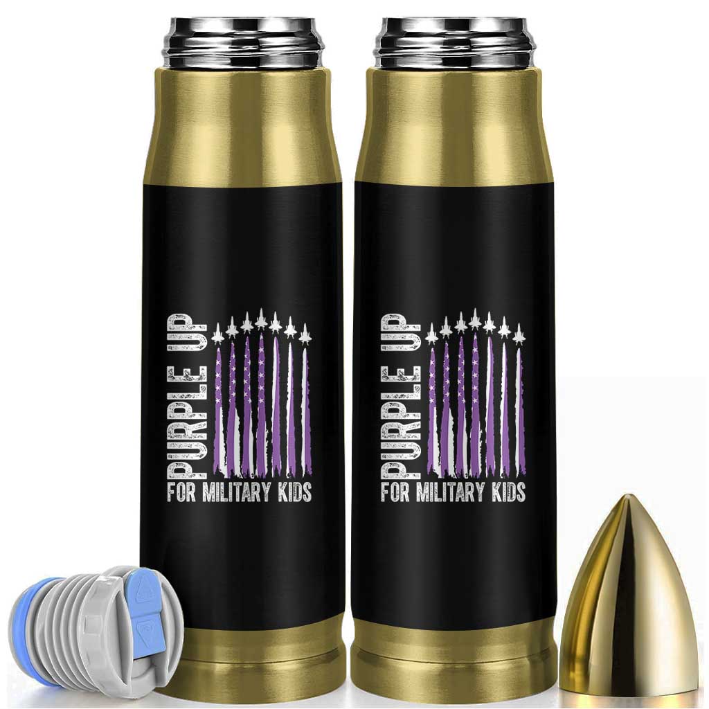 Purple Up For Military Kids Bullet Tumbler US Flag Military Child Support
