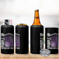 Purple Up For Military Kids 4 in 1 Can Cooler Tumbler US Flag Military Child Support