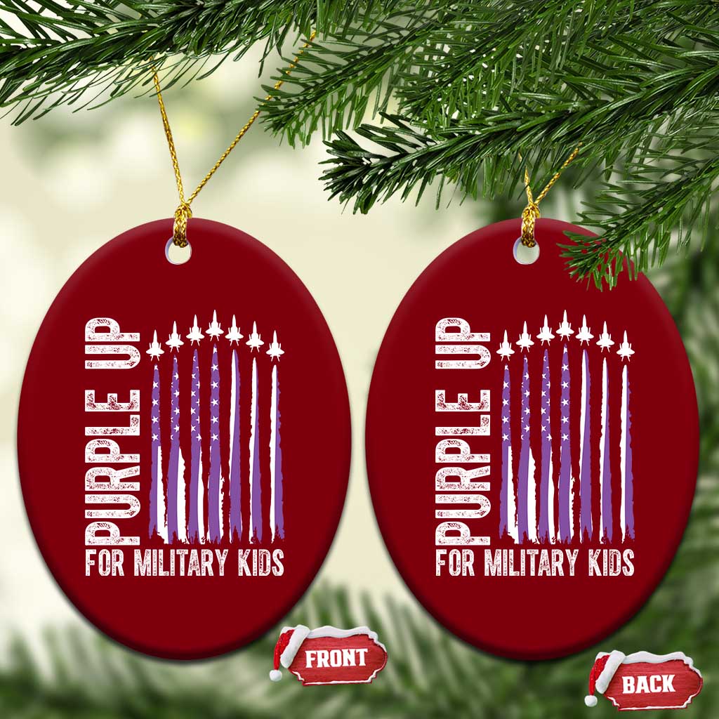 Purple Up For Military Kids Ceramic Ornament US Flag Military Child Support