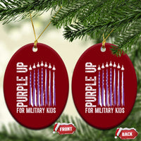 Purple Up For Military Kids Ceramic Ornament US Flag Military Child Support