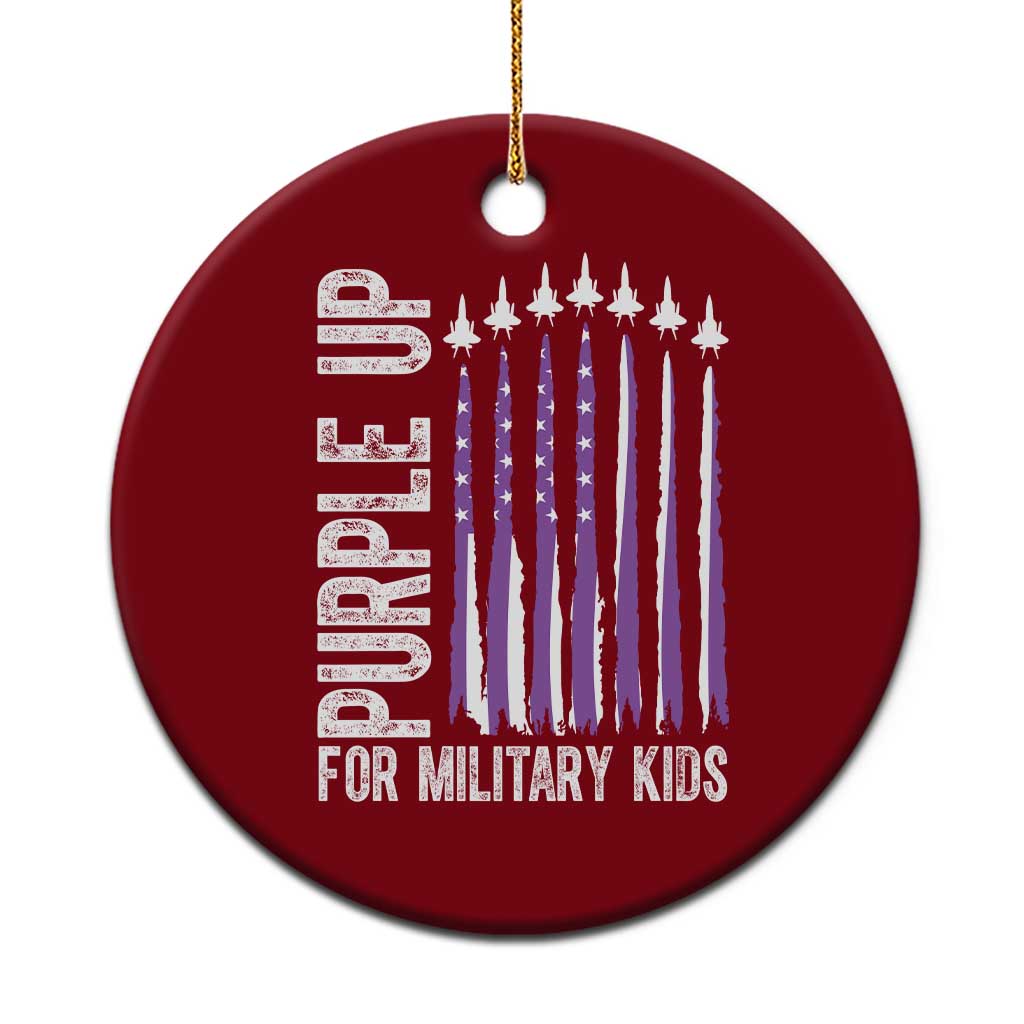 Purple Up For Military Kids Ceramic Ornament US Flag Military Child Support