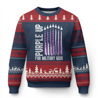 Purple Up For Military Kids Ugly Christmas Sweater US Flag Military Child Support