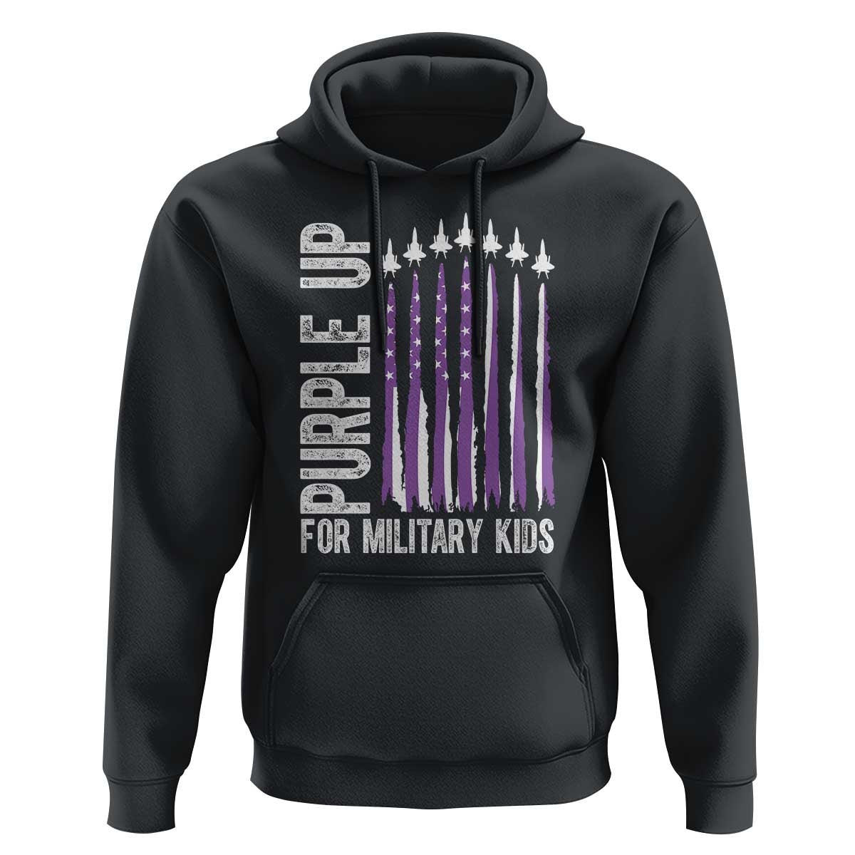Purple Up For Military Kids Hoodie US Flag Military Child Support