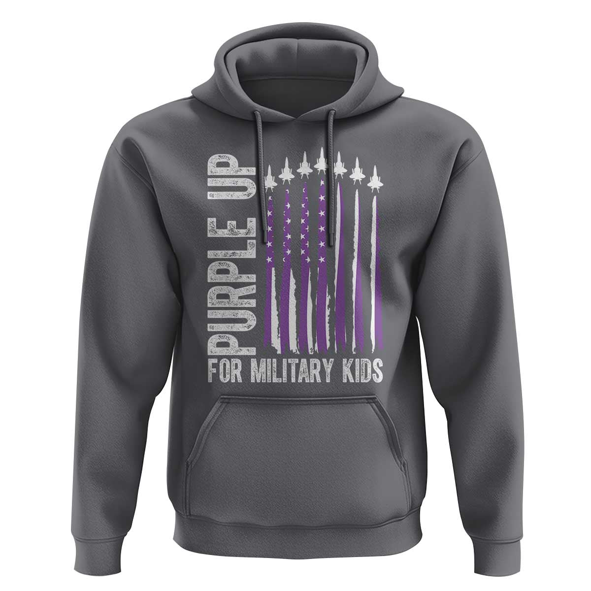 Purple Up For Military Kids Hoodie US Flag Military Child Support