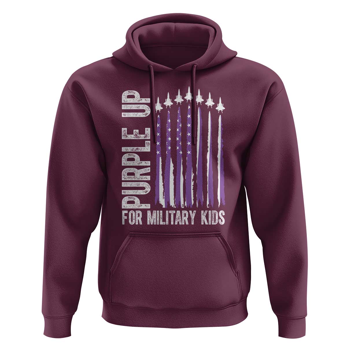 Purple Up For Military Kids Hoodie US Flag Military Child Support