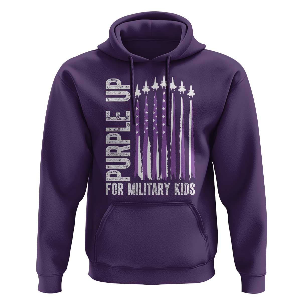 Purple Up For Military Kids Hoodie US Flag Military Child Support