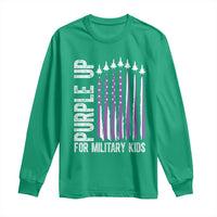 Purple Up For Military Kids Long Sleeve Shirt US Flag Military Child Support