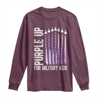 Purple Up For Military Kids Long Sleeve Shirt US Flag Military Child Support