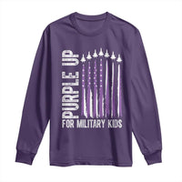 Purple Up For Military Kids Long Sleeve Shirt US Flag Military Child Support