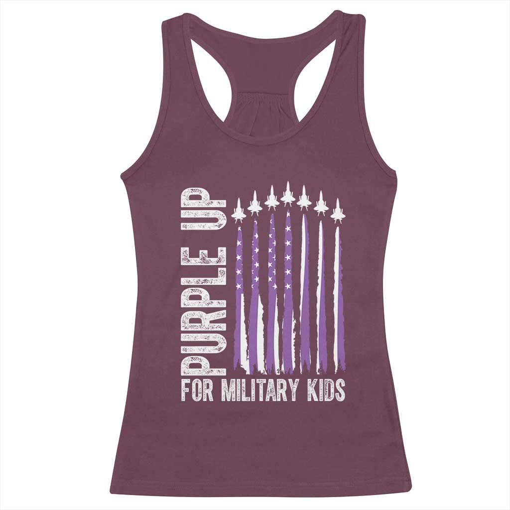Purple Up For Military Kids Racerback Tank Top US Flag Military Child Support