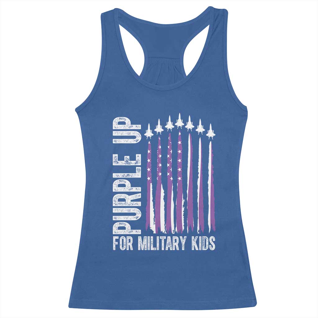 Purple Up For Military Kids Racerback Tank Top US Flag Military Child Support