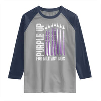 Purple Up For Military Kids Raglan Shirt US Flag Military Child Support