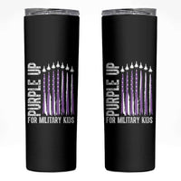 Purple Up For Military Kids Skinny Tumbler US Flag Military Child Support