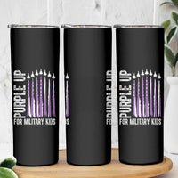 Purple Up For Military Kids Skinny Tumbler US Flag Military Child Support