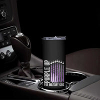 Purple Up For Military Kids Skinny Tumbler US Flag Military Child Support