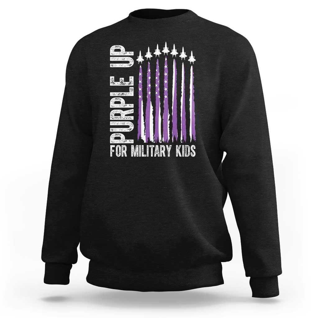 Purple Up For Military Kids Sweatshirt US Flag Military Child Support