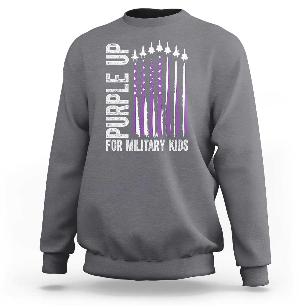 Purple Up For Military Kids Sweatshirt US Flag Military Child Support
