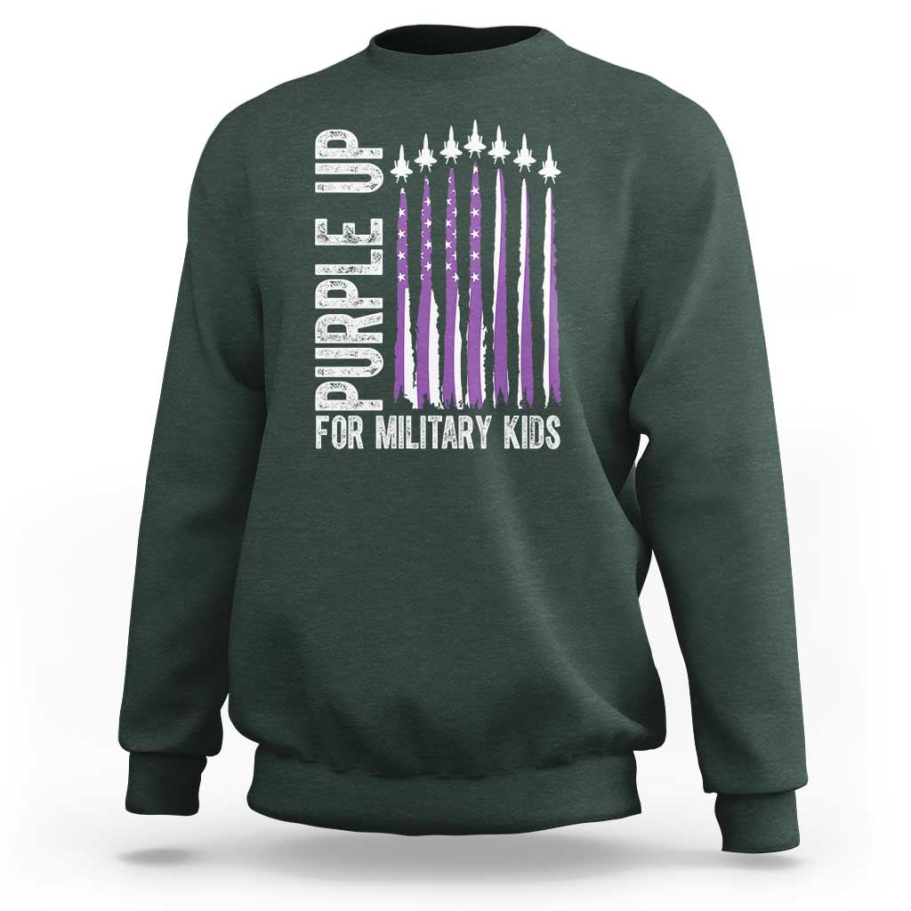 Purple Up For Military Kids Sweatshirt US Flag Military Child Support