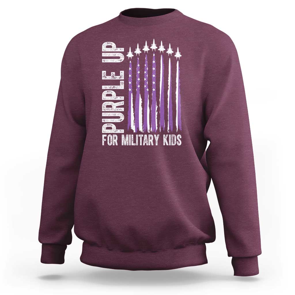 Purple Up For Military Kids Sweatshirt US Flag Military Child Support