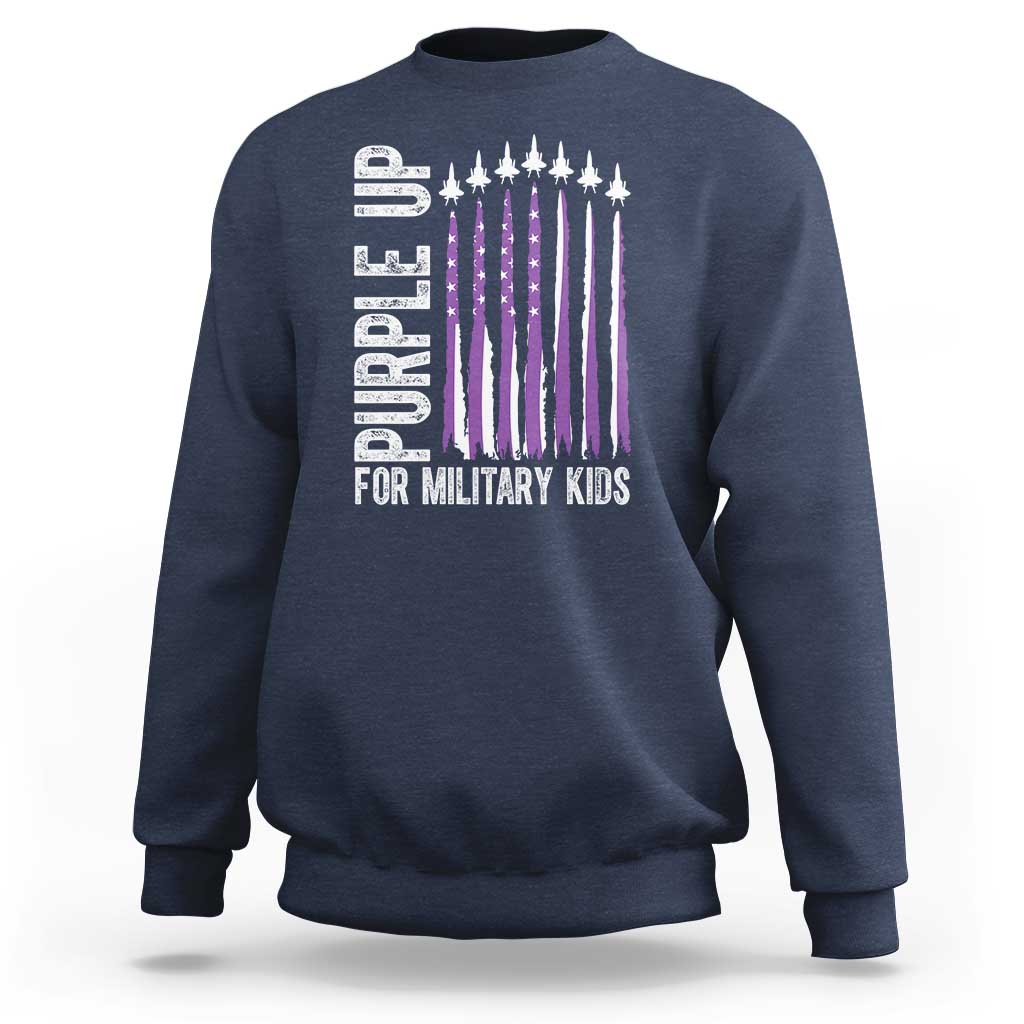 Purple Up For Military Kids Sweatshirt US Flag Military Child Support