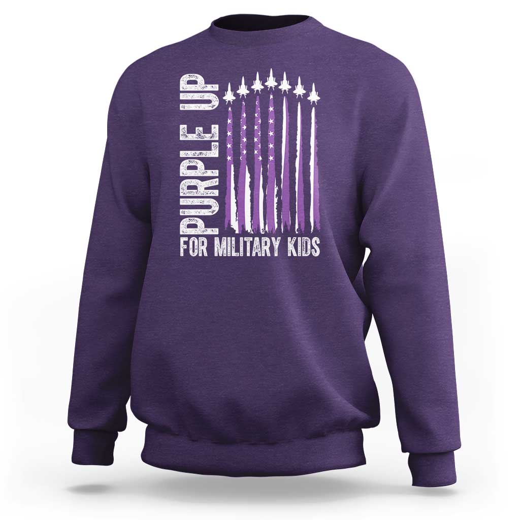 Purple Up For Military Kids Sweatshirt US Flag Military Child Support
