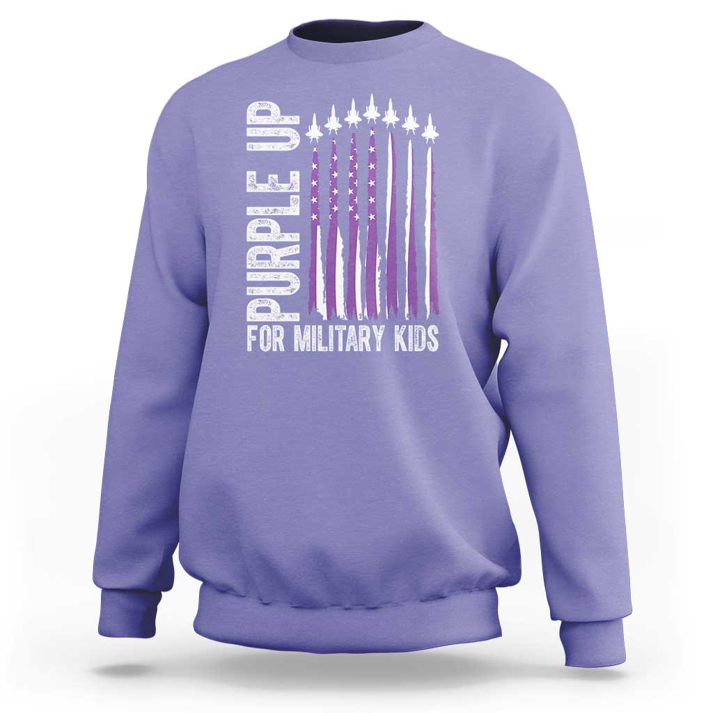 Purple Up For Military Kids Sweatshirt US Flag Military Child Support