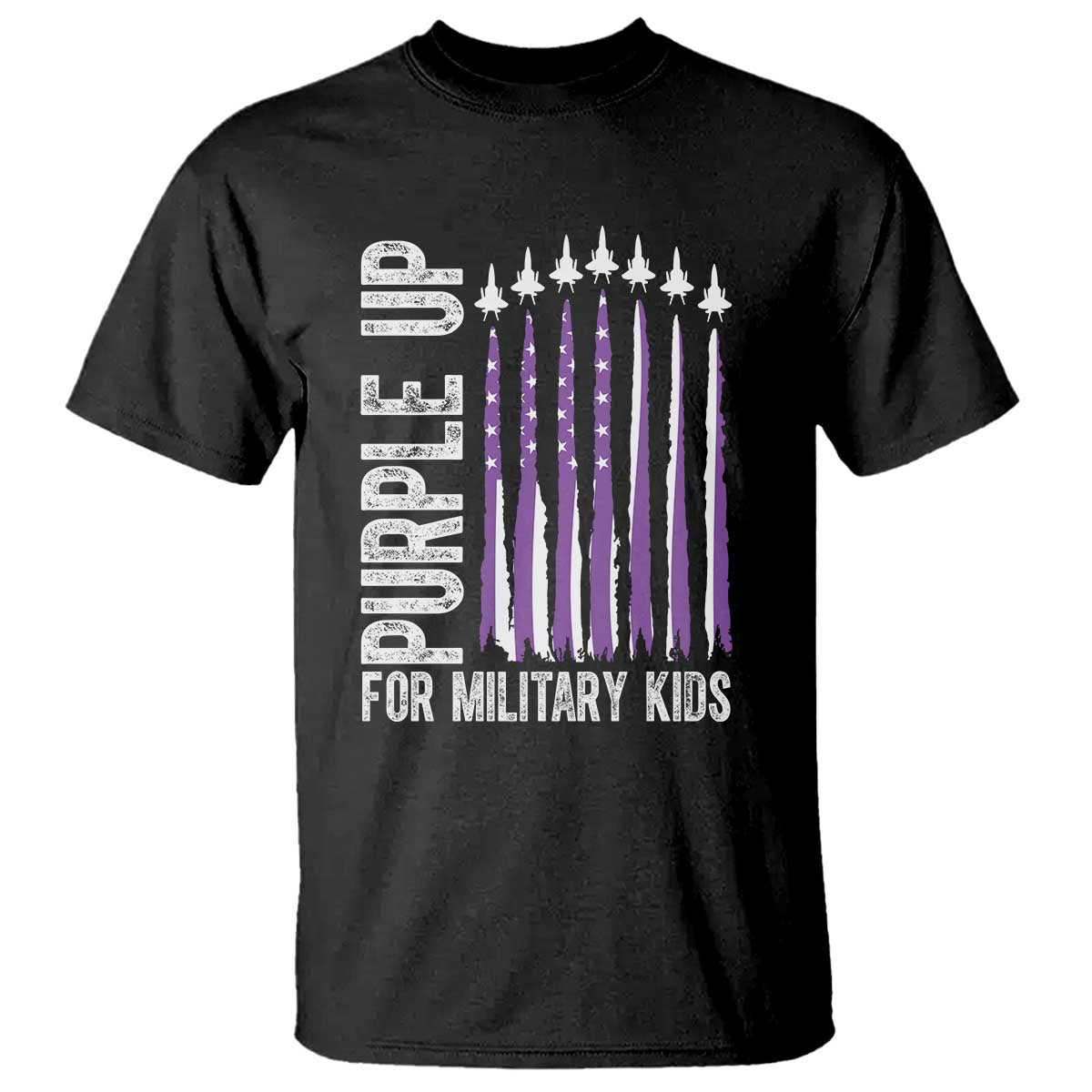Purple Up For Military Kids T Shirt US Flag Military Child Support
