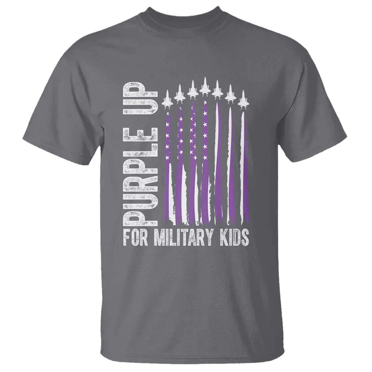 Purple Up For Military Kids T Shirt US Flag Military Child Support