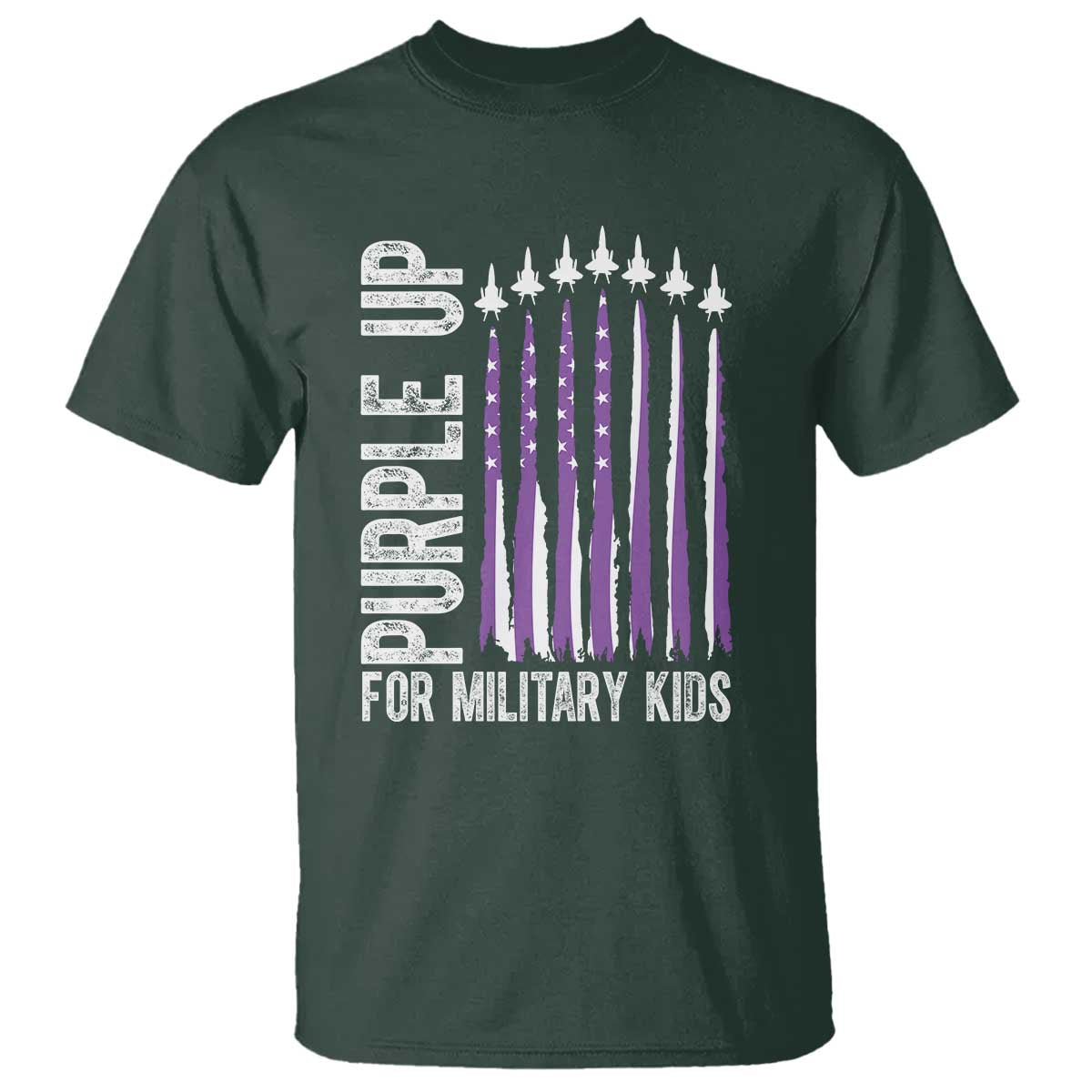 Purple Up For Military Kids T Shirt US Flag Military Child Support