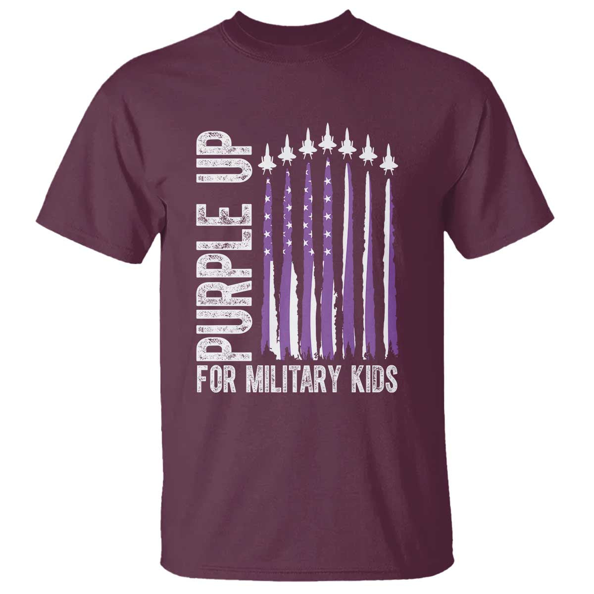 Purple Up For Military Kids T Shirt US Flag Military Child Support