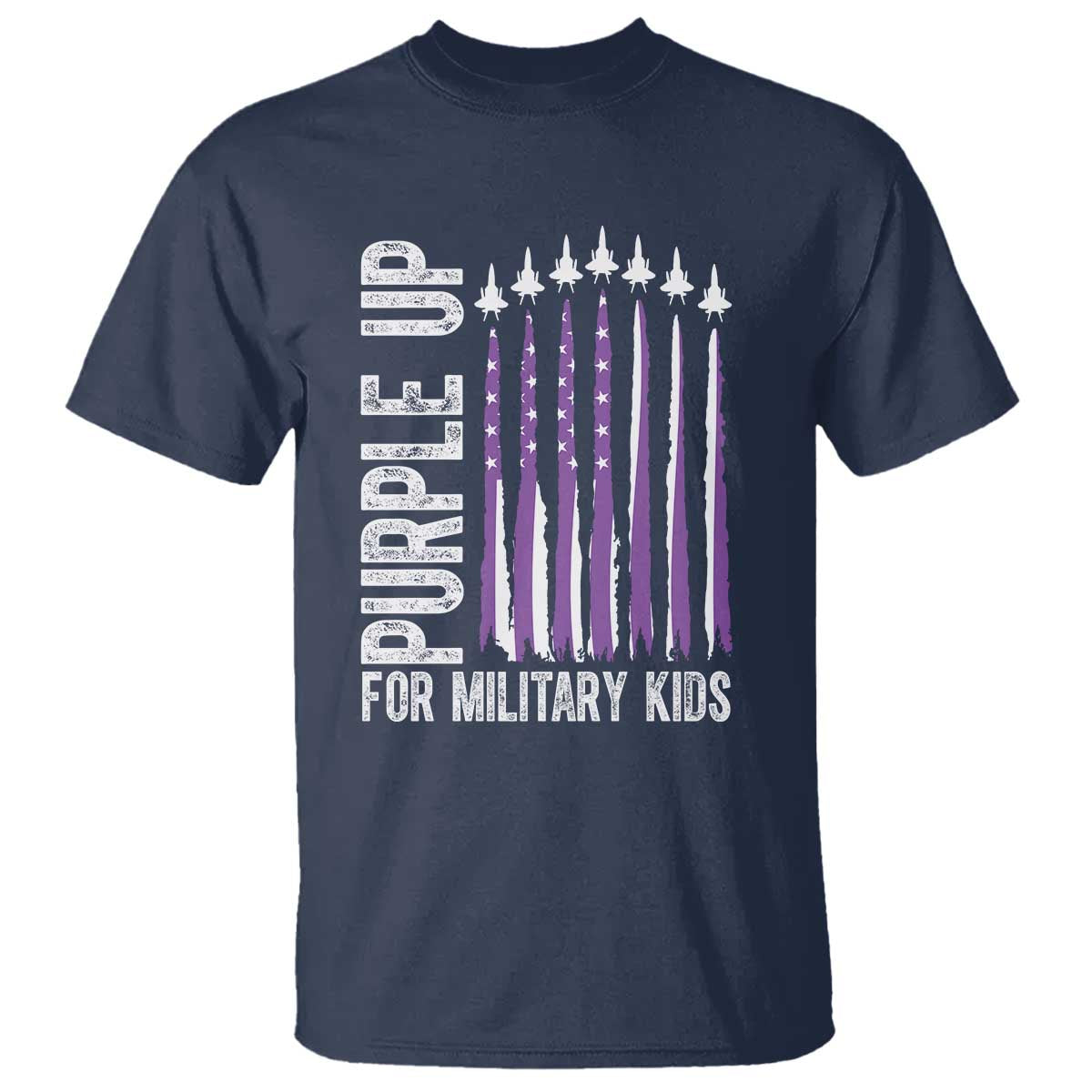 Purple Up For Military Kids T Shirt US Flag Military Child Support
