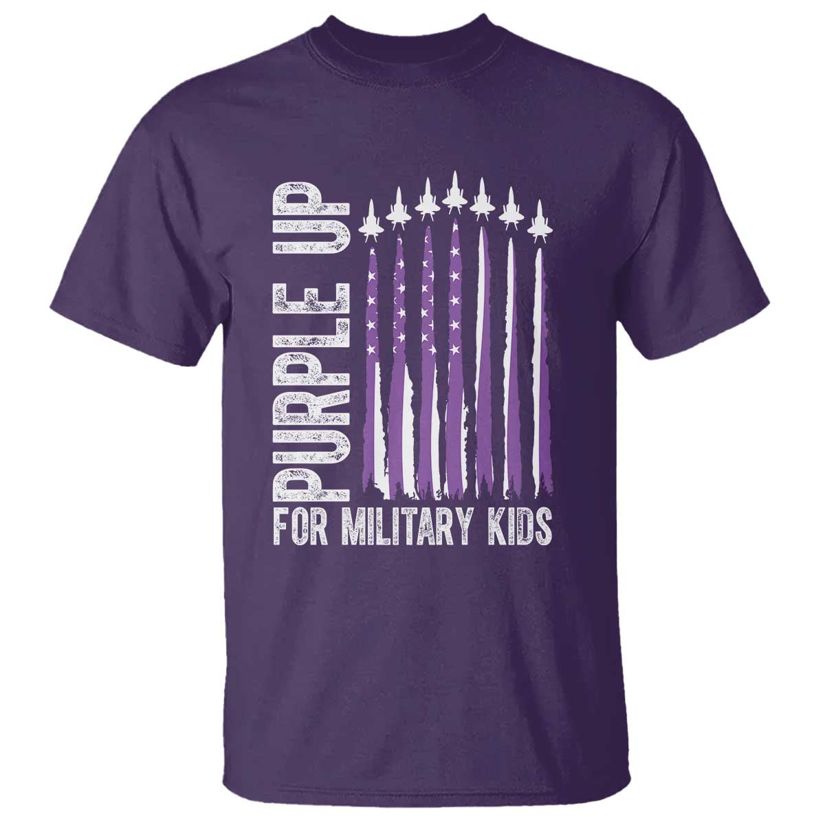 Purple Up For Military Kids T Shirt US Flag Military Child Support