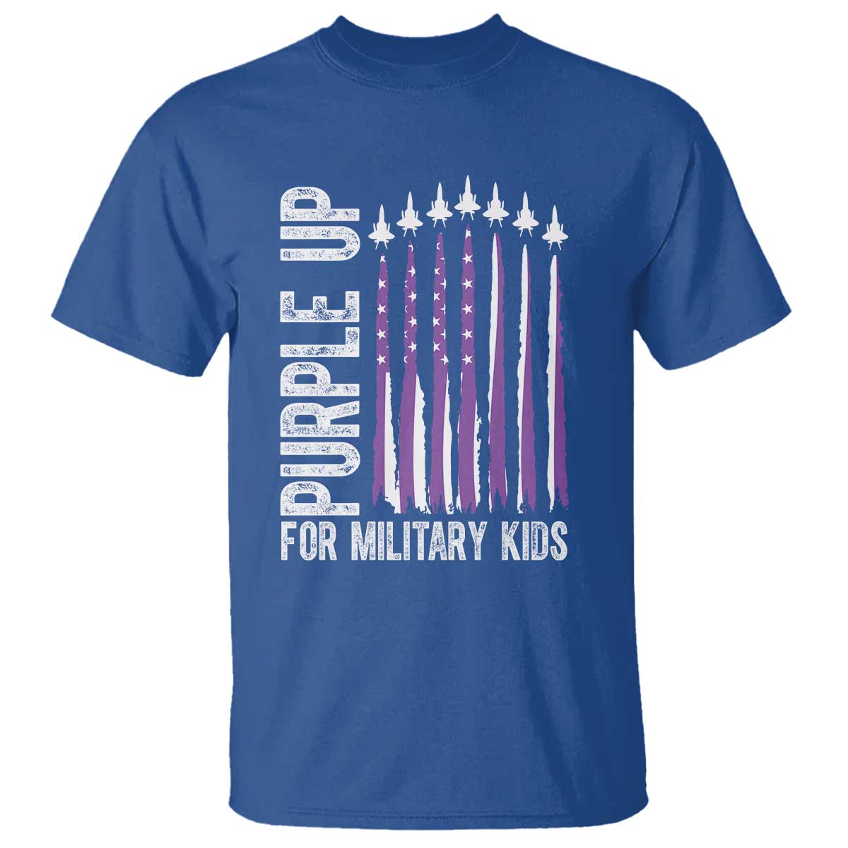 Purple Up For Military Kids T Shirt US Flag Military Child Support