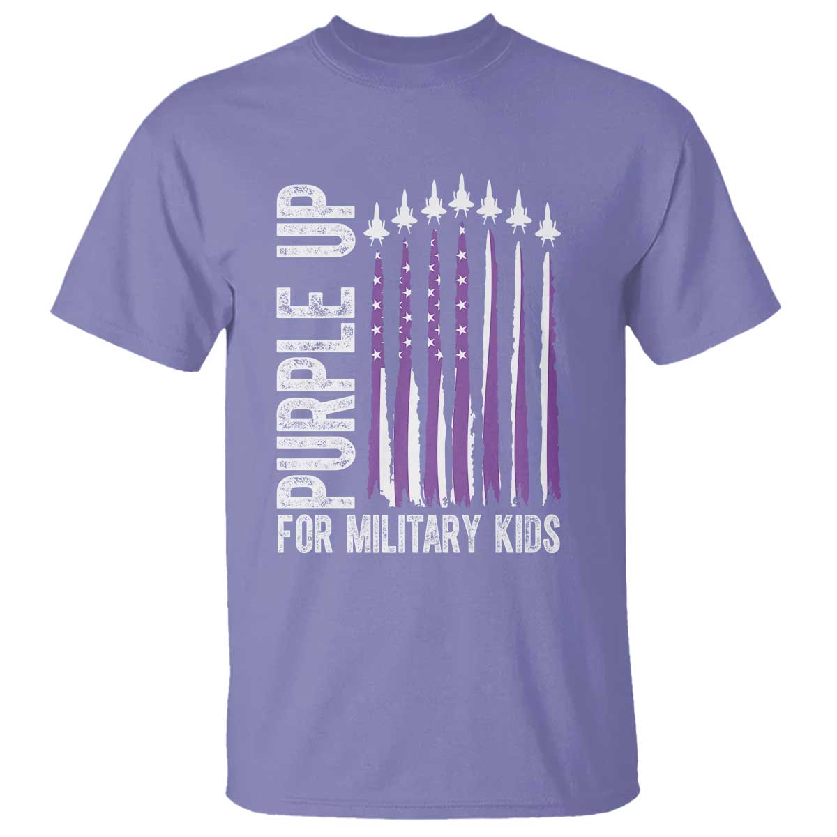 Purple Up For Military Kids T Shirt US Flag Military Child Support