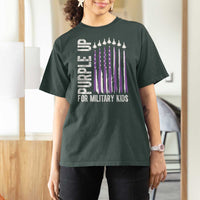 Purple Up For Military Kids T Shirt For Women US Flag Military Child Support