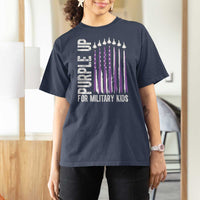 Purple Up For Military Kids T Shirt For Women US Flag Military Child Support