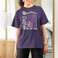 Purple Up For Military Kids T Shirt For Women US Flag Military Child Support