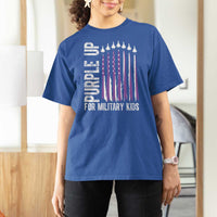 Purple Up For Military Kids T Shirt For Women US Flag Military Child Support
