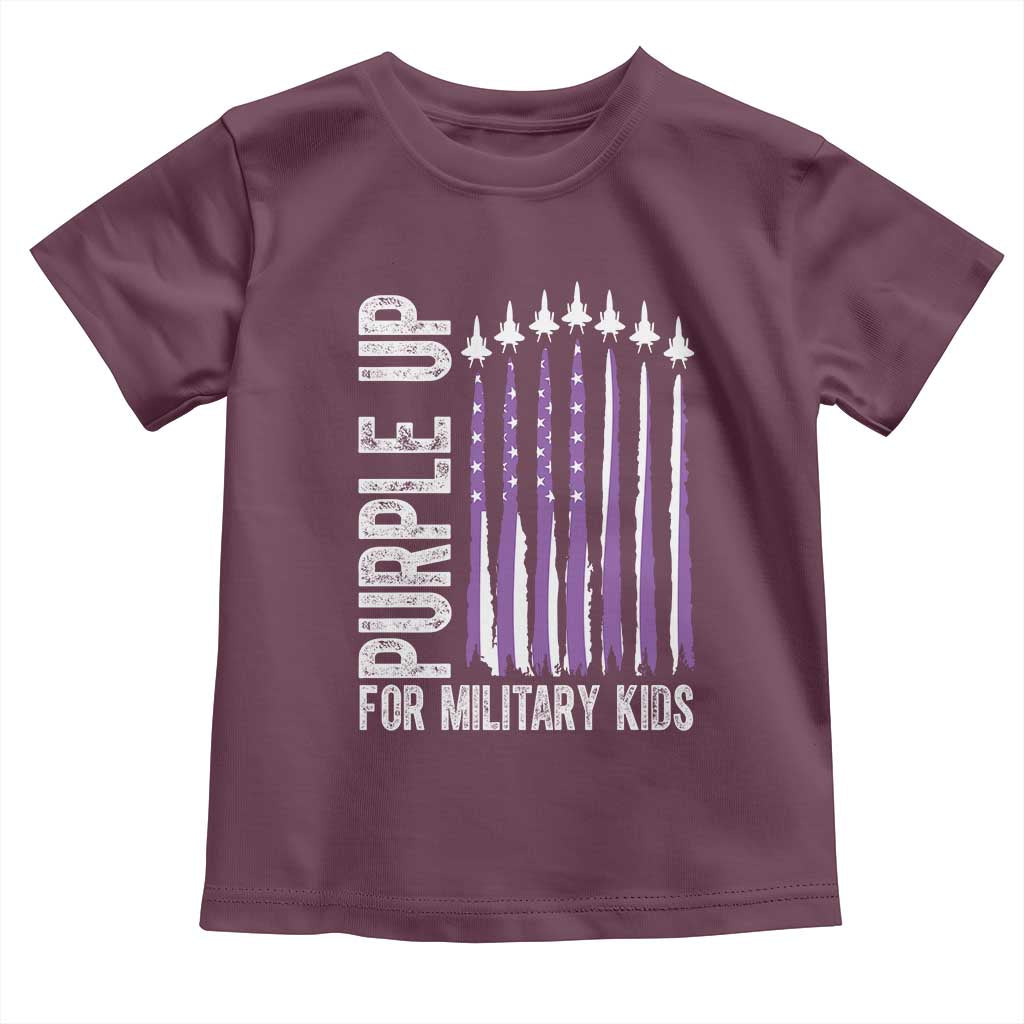 Purple Up For Military Kids Toddler T Shirt US Flag Military Child Support
