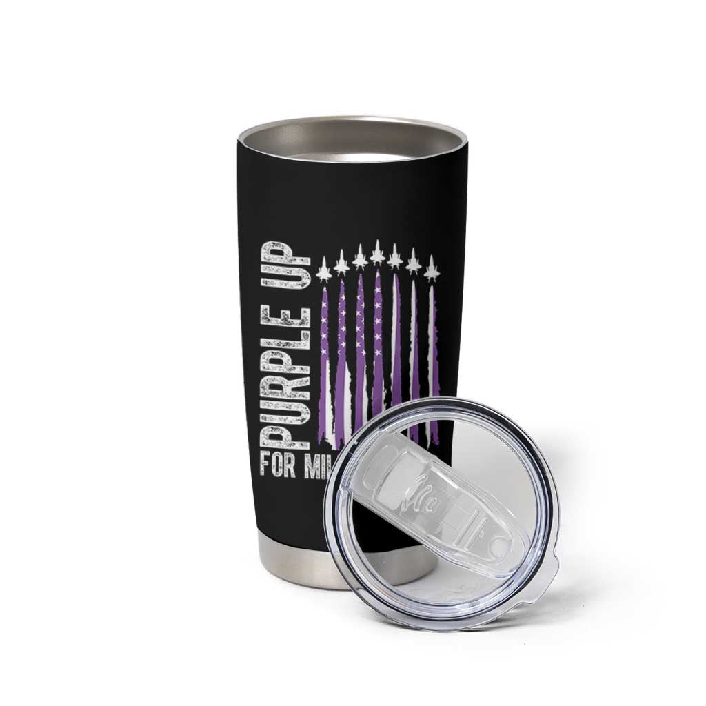 Purple Up For Military Kids Tumbler Cup US Flag Military Child Support