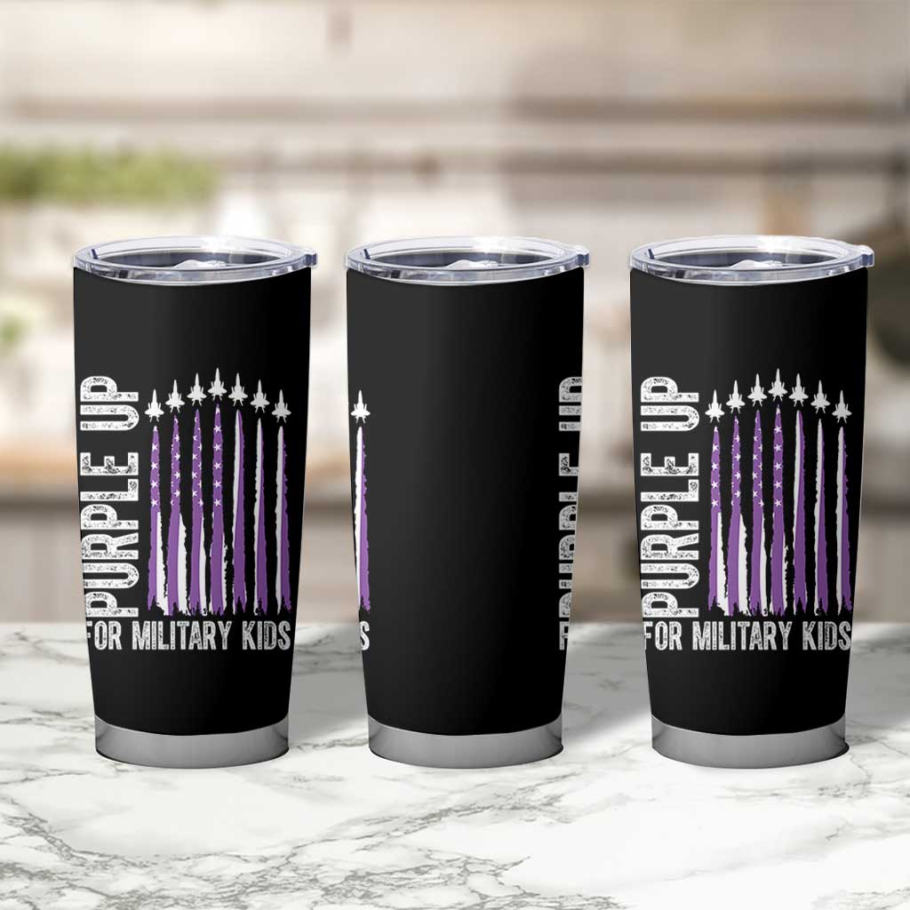 Purple Up For Military Kids Tumbler Cup US Flag Military Child Support