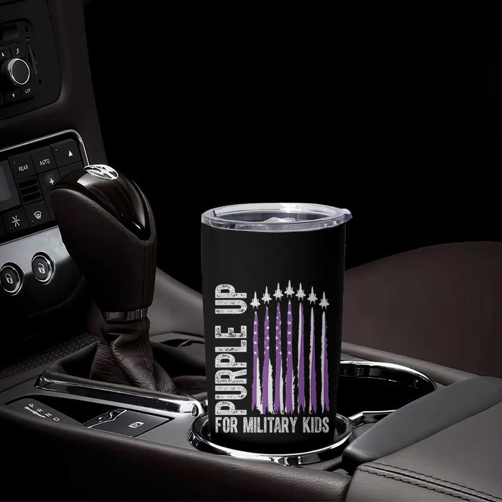 Purple Up For Military Kids Tumbler Cup US Flag Military Child Support