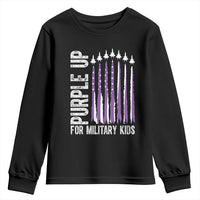 Purple Up For Military Kids Youth Sweatshirt US Flag Military Child Support
