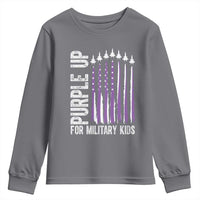 Purple Up For Military Kids Youth Sweatshirt US Flag Military Child Support