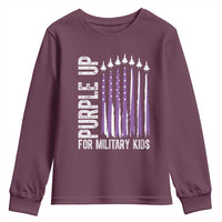 Purple Up For Military Kids Youth Sweatshirt US Flag Military Child Support