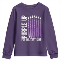 Purple Up For Military Kids Youth Sweatshirt US Flag Military Child Support