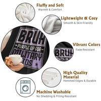 Bruh Purple Up For Military Kids Throw Blanket Support Military Kids