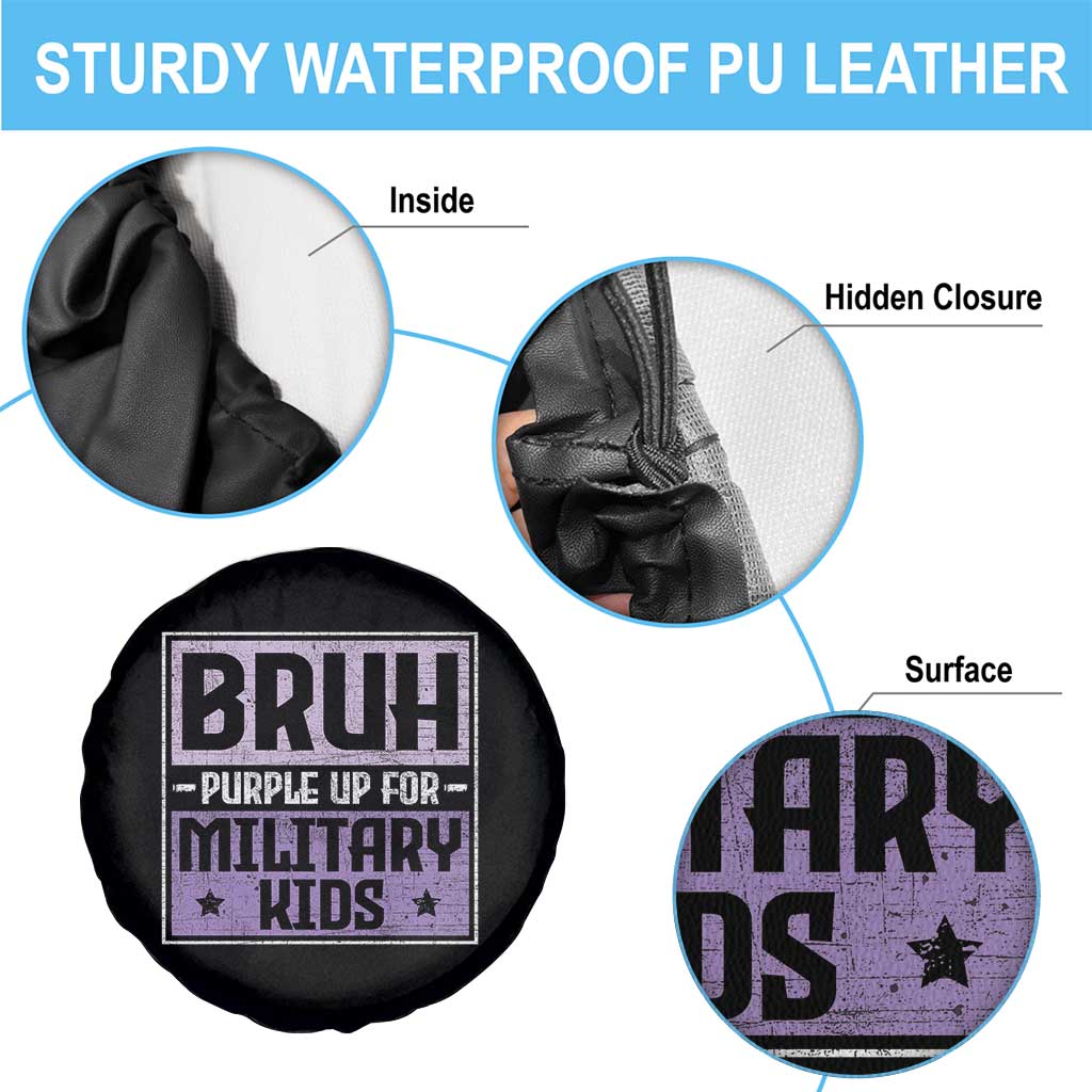 Bruh Purple Up For Military Kids Spare Tire Cover Support Military Kids