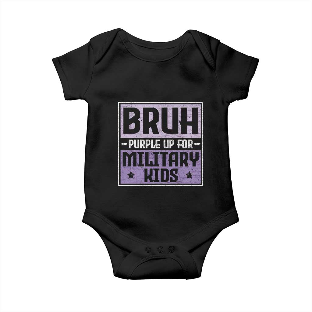 Bruh Purple Up For Military Kids Baby Onesie Support Military Kids
