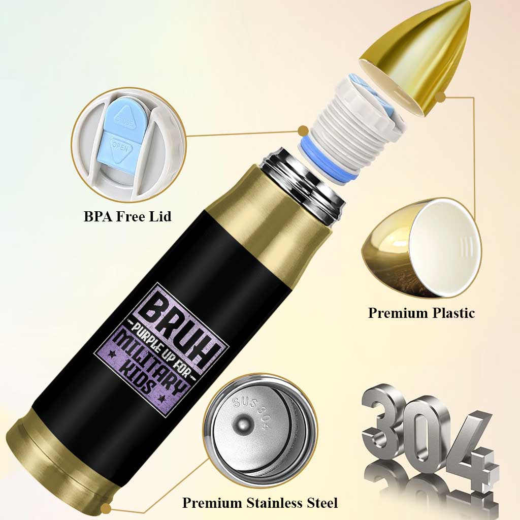 Bruh Purple Up For Military Kids Bullet Tumbler Support Military Kids